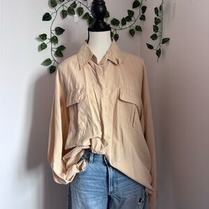 Vintage Jessica Pale Cream Silk Collared Blouse